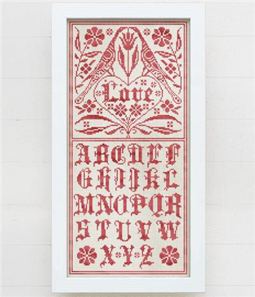 A Fraktur Love Sampler 107w x 230h nspired Pennsylvania Dutch only full crosses Modern Folk Embroidery