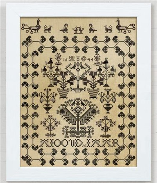 AIO 1844 - A Northern Dutch Sampler 202w x 260h Modern Folk Embroidery