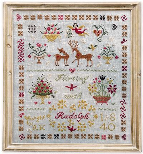 Flirting With Rudolph Sampler 160w x 184h Miss Prim Cross Stitch