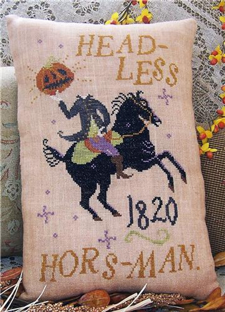 Headless Horseman Pillow 105w x 164h Miss Prim Cross Stitch