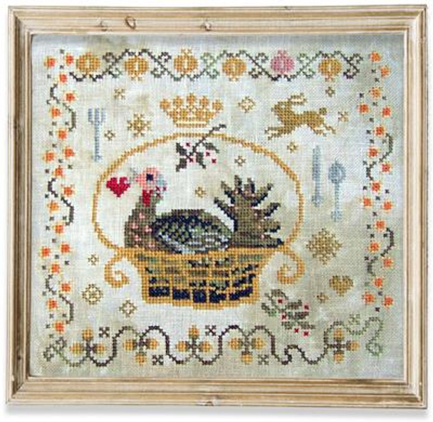 Turkey In A Basket  108w x 99h Miss Prim Cross Stitch