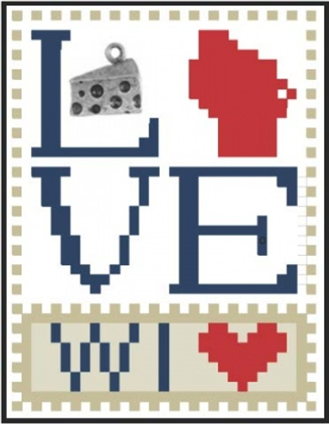 HZLB549 Love Wisconsin - Love Bits States Embellishment Included by Hinzeit