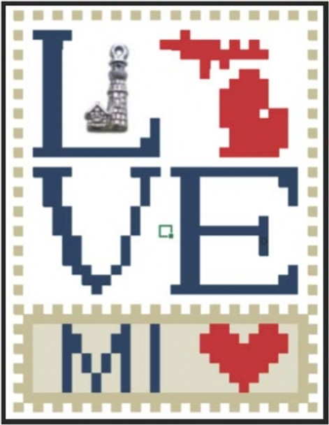 HZLB522 Love Michigan - Love Bits States Embellishment Included by Hinzeit