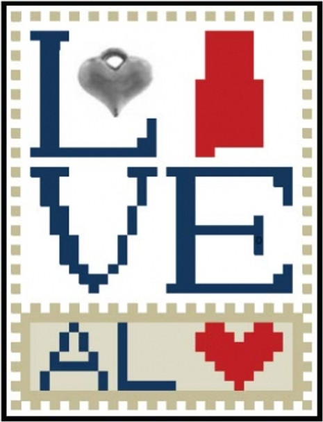 HZLB501 Love Alabama - Love Bits States Embellishment Included by Hinzeit