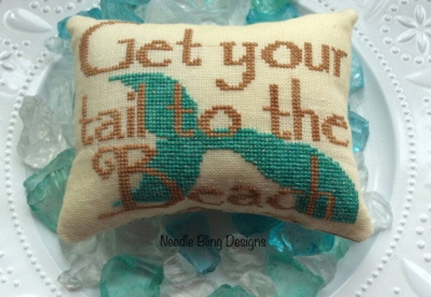 Get Your Tail To The Beach 59h x 80w Needle Bling Designs 17-1764 YT NBD105