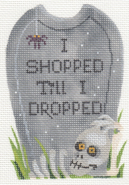 LL501 Labors Of Love Tombstone " I Shopped Till I Dropped " 18 Mesh 3.5" X 5"