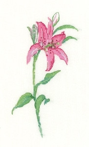 HC1252 Pink Lily Sue Hill Collection Flowers Heritage Crafts