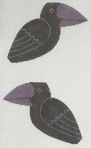 LL507 Labors Of Love Halloween Crow Clip-­?on 18 Mesh 5.5" x 4.25" each (2) Includes clip and tail feathers