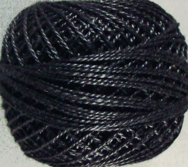 12VAS8113 Black Dark Pearl Cotton Size 12 Solid Ball Valdani