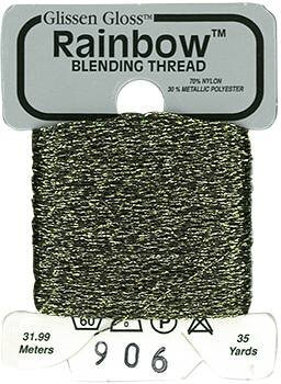 R906 Black Silver Gold Glissen Gloss Rainbow Blending Thread