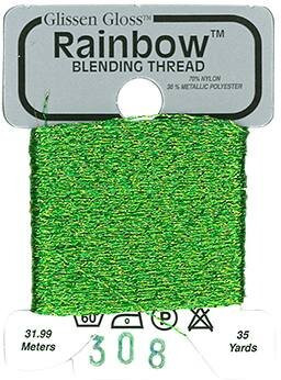 R308 Lime Green Glissen Gloss Rainbow Blending Thread