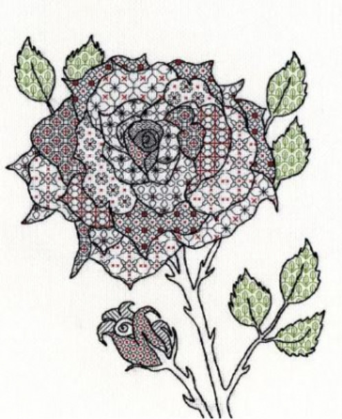 BTXBW6 Rose - Blackwork by Eleanor Friston Bothy Threads Blackwork
