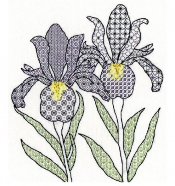 BTXBW5 Irises - Blackwork by Eleanor Friston Bothy Threads Blackwork