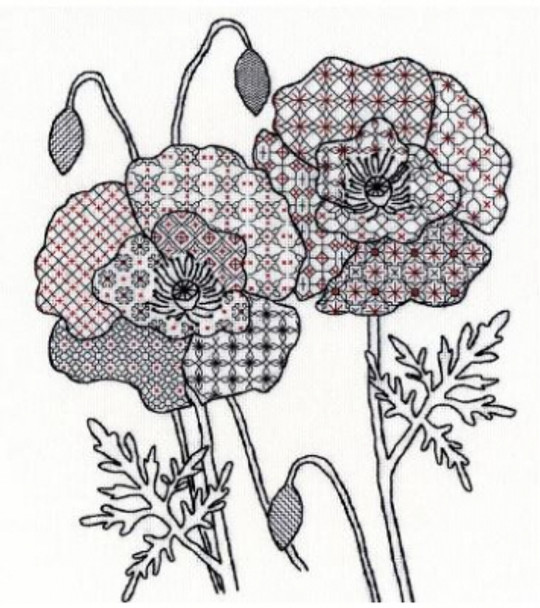 BTXBW4 Poppy - Blackwork by Eleanor Friston Bothy Threads Blackwork