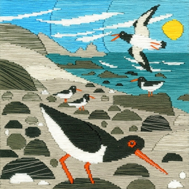 BTSSMJ2 Oyster Catchers - Silken Long Stitch by Matt Johnson BOTHY THREADS Long Stitch Kit