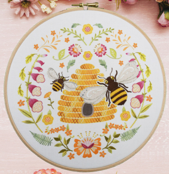 BTEKP1  Folk Bees - Folk Art Range Collection by Kathy PilchernBOTHY THREADS Embroidery Kit