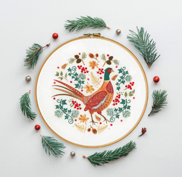 BTEKP5 Folk Pheasant - Folk by Kathy Pilcher BOTHY THREADS Embroidery Kit