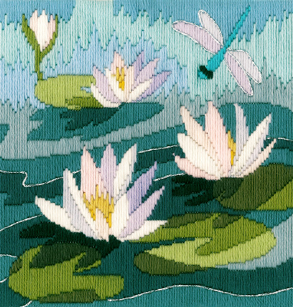 BTLSWL Water Lilies by Rose Swalwell Long Stitch Flowers BOTHY THREADS Long Stitch  Kit