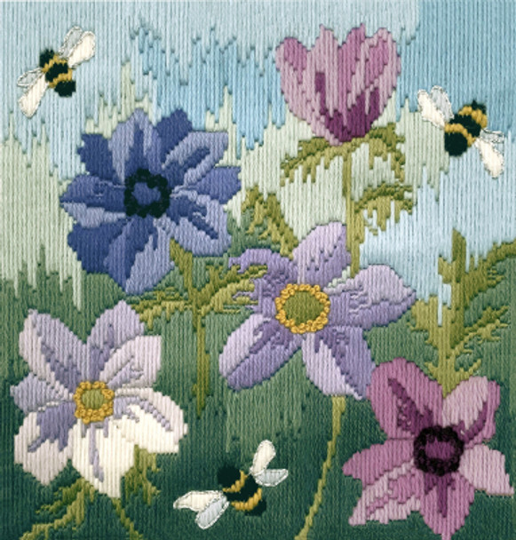 BTLSAN Anemones by Rose Swalwell Long Stitch Flowers BOTHY THREADS Long Stitch  Kit