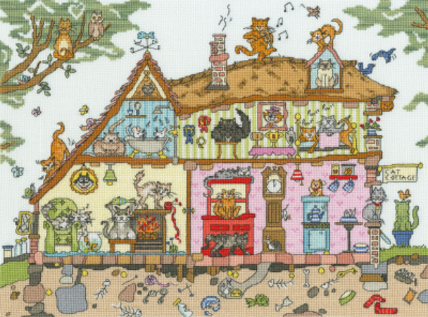 BTXCT42 Cat Cottage - Cut Thru Collection by Amanda Loverseed BOTHY THREADS Counted Cross Stitch KIT
