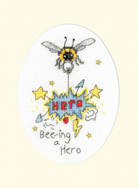 BTXGC28 Bee-ing A Hero by Eleanor Teasdale Greetings Card BOTHY THREADS Counted Cross Stitch Kit
