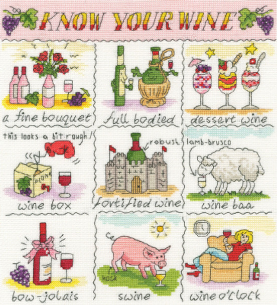 BTXHS11 Know Your Wine - Know Your...Collection by Helen Smith Bothy Threads Counted Cross Stitch KIT