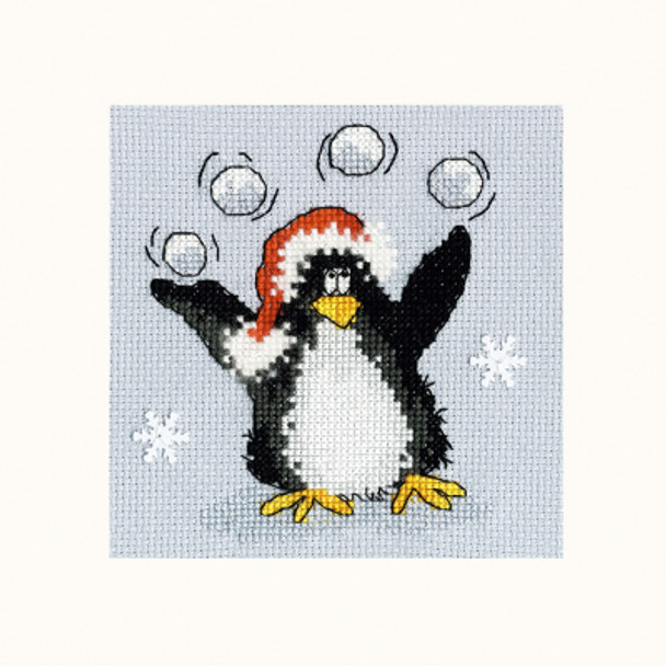 BTXMAS34 PPP Playing Snowballs by Margaret Sherry - Christmas Card Bothy Threads Counted Cross Stitch KIT