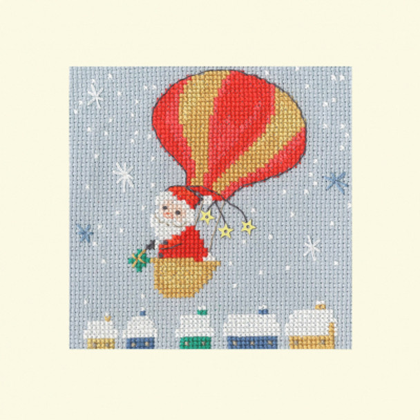 BTXMAS53 Delivery By Balloon Christmas Card by Dale Simpson Bothy Threads Counted Cross Stitch KIT