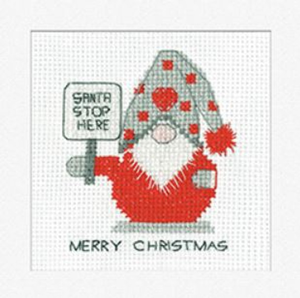 HCK1731A Gonk - Santa Stop Here Card (pk of 3) Greeting Card by Kirsten Roche Heritage Crafts Kit