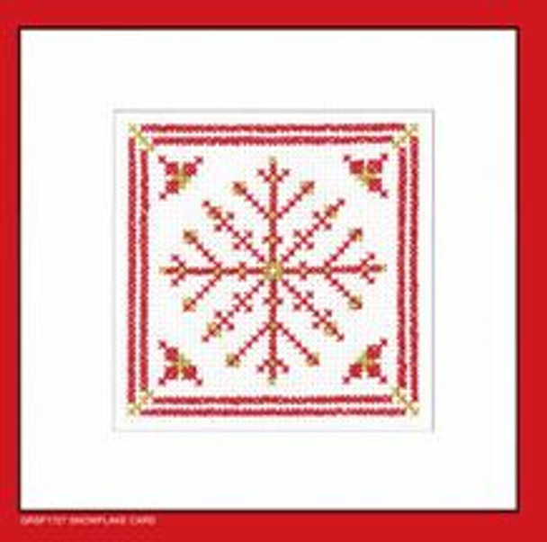 HCK1727A Snowflake Card - Red (pk of 3) - Red & Gold Filagree Collection  Greeting Card by Kirsten Roche Heritage Crafts Kit