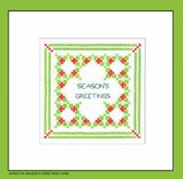 HCK1724A Season's Greetings (pk of 3) Holly Greeting Card by Kirsten Roche Heritage Crafts Kit