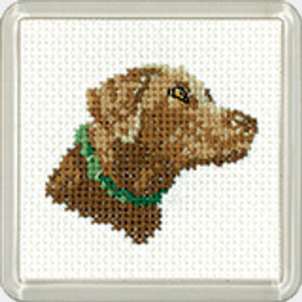 HCK1744 Chocolate Labrador Coaster Little Friends by Valarie Pfeiffer Heritage Crafts Kit