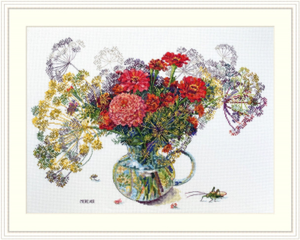 MK210A Zinnia and Dill Merejka Cross Stitch Kit