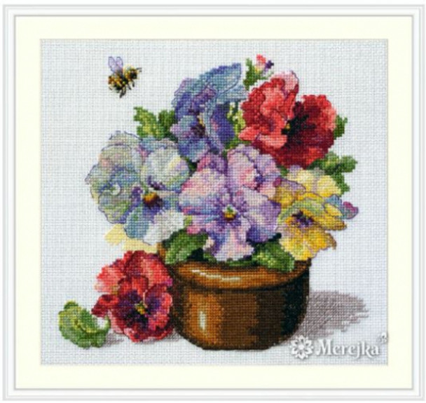 MK215 Spring Pansies Merejka Cross Stitch Kit