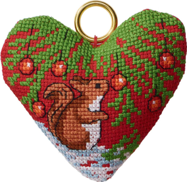 011295 Squirrel in Heart Ornament Permin Kit