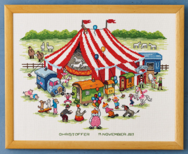 903110 Circus Birth Announcement Permin Cross Stitch Kit