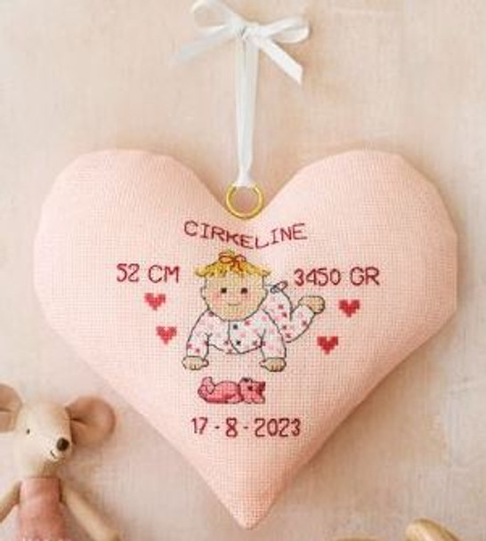 212318 Pink Heart - Birth Announcement Permin Kit