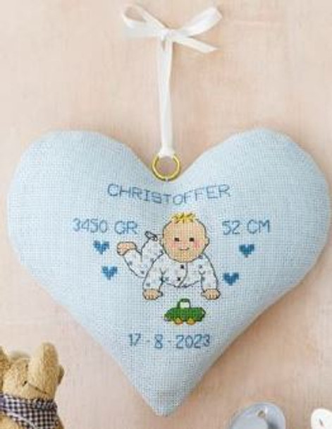 212319 Blue Heart - Birth Announcement Permin Kit