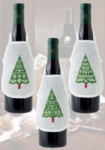 782239nChristmas Tree Bottle Aprons (3 designs) Permin Kit