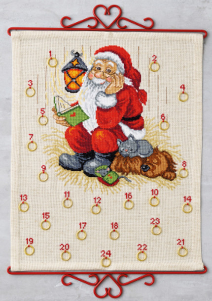 342229 Santa with Dog Bellpull - Advent Calendar Permin Kit