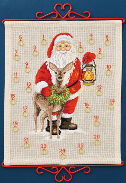 343280 Santa Claus & Deer Advent Calendar Permin Kit