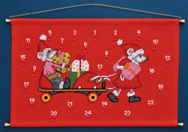 343284 Mouse in Rollerskate Advent Calendar Permin Kit