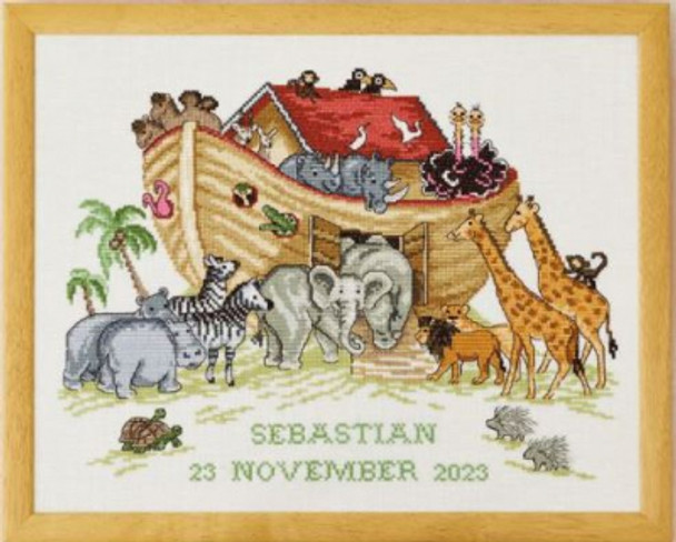 702327 Noah's Ark - Birth Announcement Permin Cross Stitch Kit