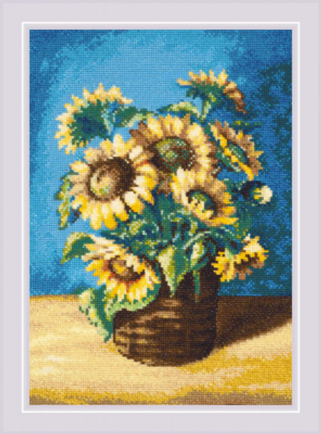 RL2040 Riolis Cross Stitch Kit Sunflowers in a Basket after N. Antonova's Painting