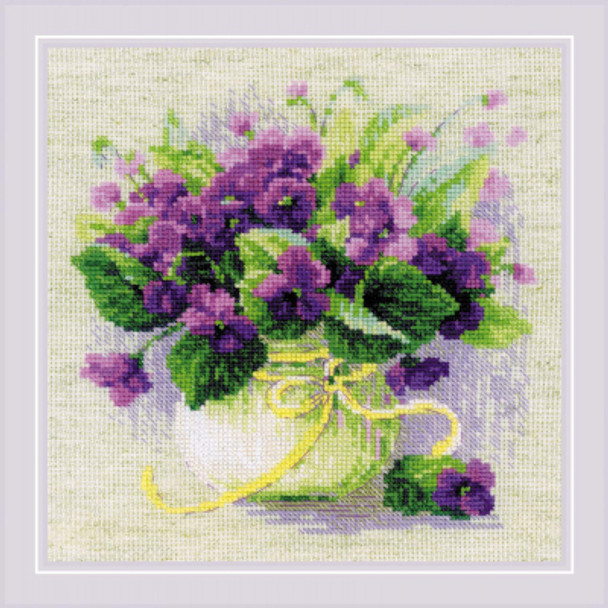 RL2091 Riolis Cross Stitch Kit Violets In A Pot