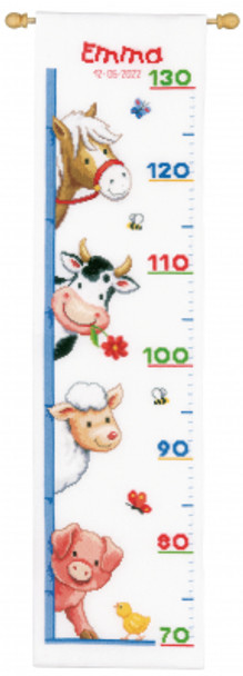 PNV11384 Farm Animals - Growth Chart - Bellpull  Vervaco Cross Stitch Kit