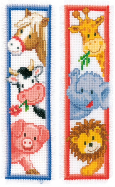 PNV12539 Animal Bookmarks - Set of 2 Vervaco Counted cross stitch kit