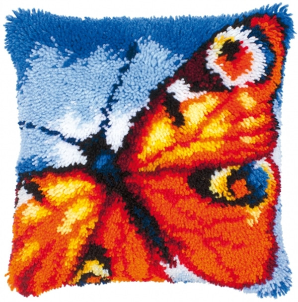 PNV14174 Orange Butterfly - Latch Hook Cushion Kit  Vervaco