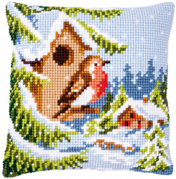 PNV147171 Robin In Winter - Cushion Vervaco Kit