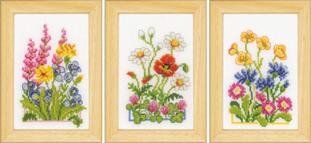 PNV148506 Field Flowers (set of 3) Miniature Vervaco 